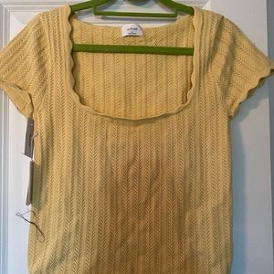 Aritzia yellow square neck sweater top